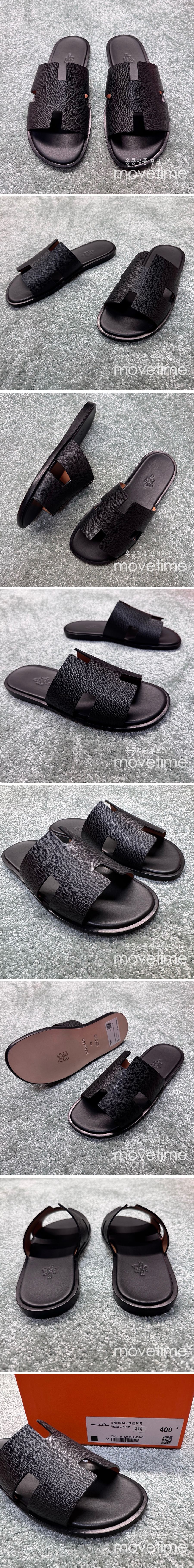 [홍콩명품.Hermes] 에르메스 25SS 로고 남여 이즈미르 레더 가죽 슬리퍼 (블랙), SE5248, GHS, 명품스니커즈,운동화,구두,로퍼,하이탑,신발