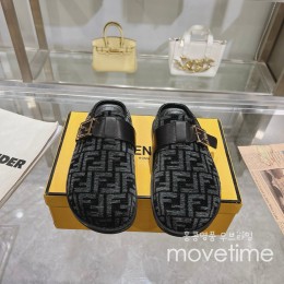 [홍콩명품,FENDI] 펜디 25SS 로고 남여 FF패턴 레더 가죽 샌들 슬리퍼 (블랙), SE5273, GHS, 명품스니커즈,운동화,구두,로퍼,하이탑,신발