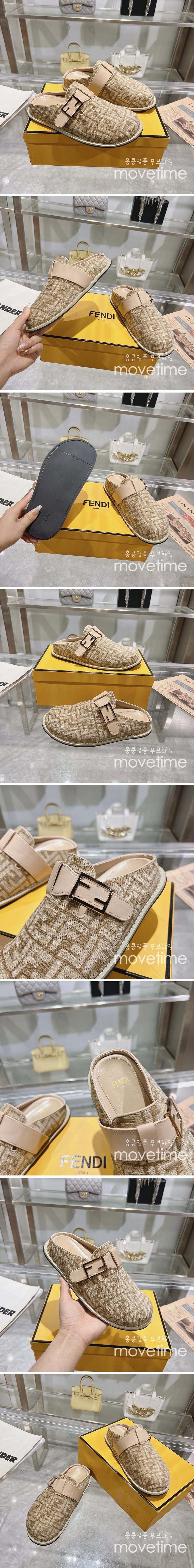 [홍콩명품,FENDI] 펜디 25SS 로고 남여 FF패턴 레더 가죽 샌들 슬리퍼 (카라멜), SE5275, GHS, 명품스니커즈,운동화,구두,로퍼,하이탑,신발
