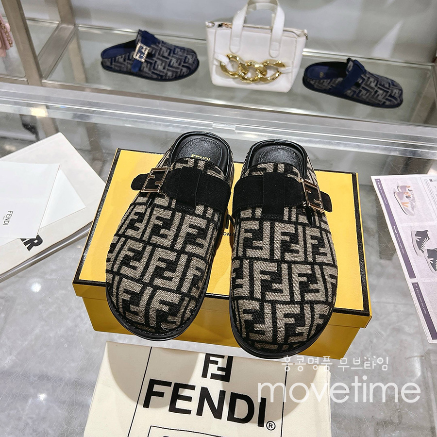 [홍콩명품,FENDI] 펜디 25SS 로고 남여 FF패턴 레더 가죽 샌들 슬리퍼 (블랙), SE5279, GHS, 명품스니커즈,운동화,구두,로퍼,하이탑,신발