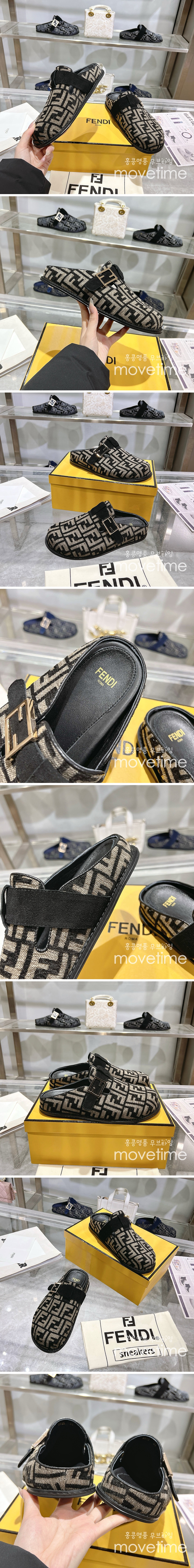 [홍콩명품,FENDI] 펜디 25SS 로고 남여 FF패턴 레더 가죽 샌들 슬리퍼 (블랙), SE5279, GHS, 명품스니커즈,운동화,구두,로퍼,하이탑,신발