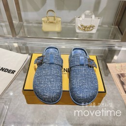 [홍콩명품,FENDI] 펜디 25SS 로고 남여 FF패턴 레더 가죽 샌들 슬리퍼 (스카이블루), SE5282, GHS, 명품스니커즈,운동화,구두,로퍼,하이탑,신발