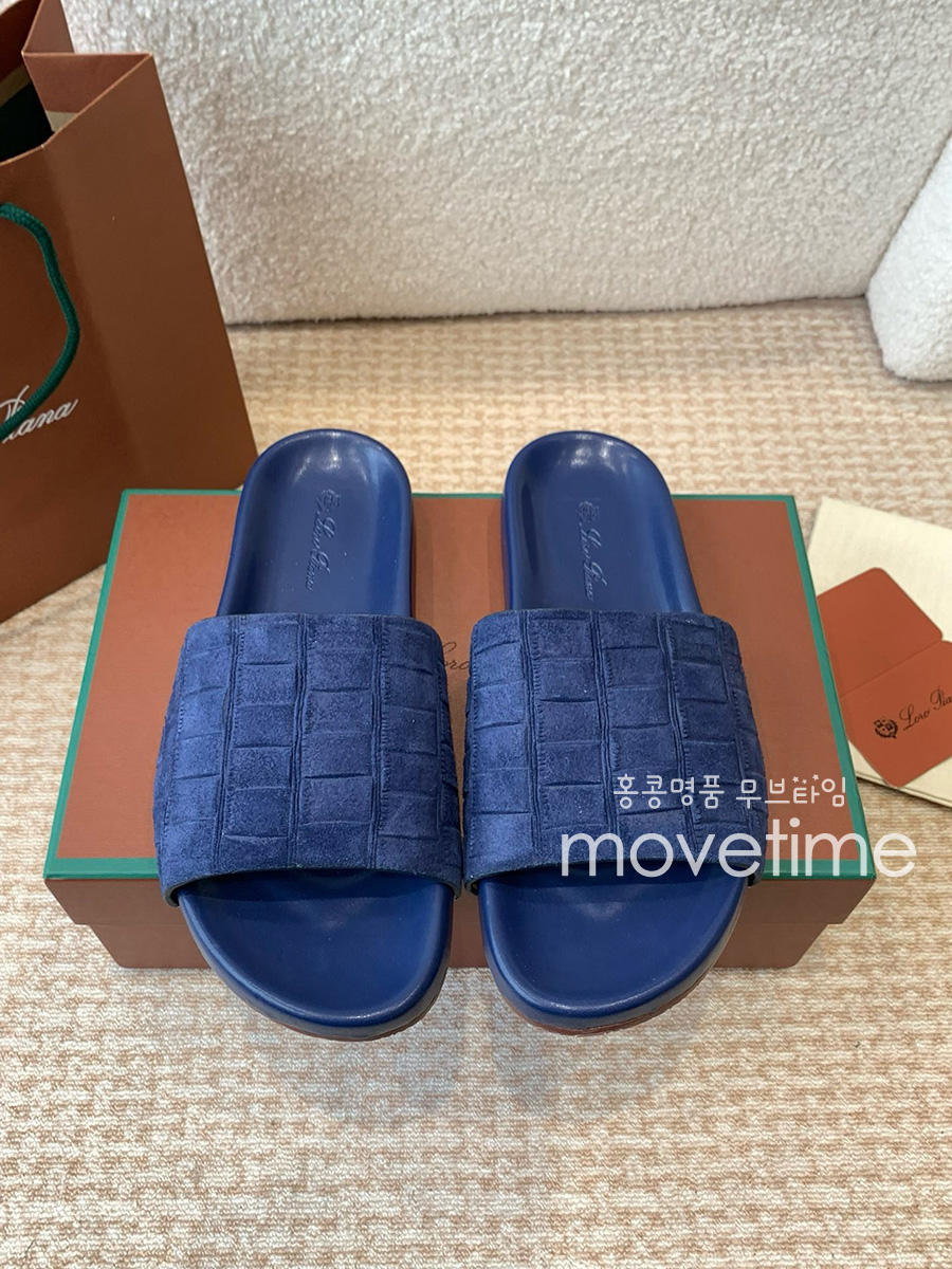 [홍콩명품.Loro Piana] 로로피아나 25SS 로고 남여 레더 가죽 샌들 슬리퍼 (블루), SE5292, GHS, 명품스니커즈,운동화,구두,로퍼,하이탑,신발