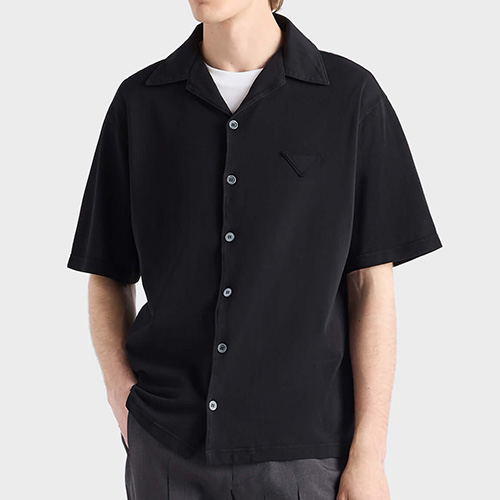 [명품레플리카품,PRADA] 프라다 25SS 삼각로고 반팔 남방 셔츠 (블랙), BM21222, KB, 홍콩명품의류,구매대행,온라인명품