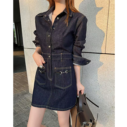 [홍콩명품.Gucci] 구찌 25SS 로고 여성 데님 카라 원피스, BM21252, MR, 홍콩명품의류,구매대행,온라인명품
