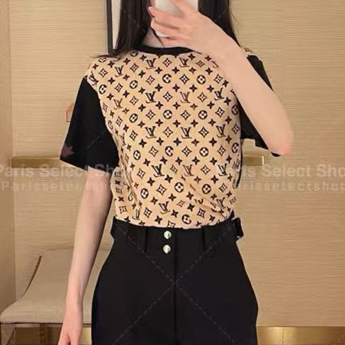 [홍콩명품.LOUIS VUITTON] 루이비통 25SS 로고 여성 모노그램 반팔 티셔츠 (베이지-블랙), BM21258, MR, 홍콩명품의류,구매대행,온라인명품