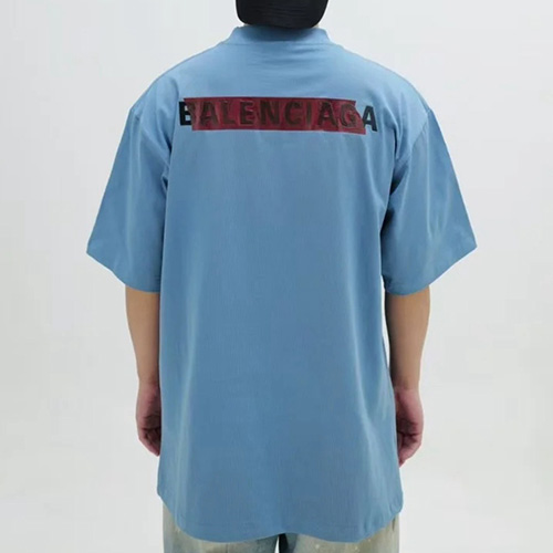 [홍콩명품.BALENCIAGA] 발렌시아가 25SS 로고 테이핑 반팔 티셔츠 (스카이블루), BM21274, JL, 명품레플리카,미러급,온라인쇼핑몰사이트