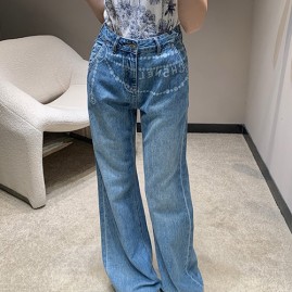 [홍콩명품.CHANEL] 샤넬 25SS 로고 여성 오버핏 데님 팬츠 진 청바지, BM21362, TBG, 명품레플리카,미러급,온라인쇼핑몰사이트
