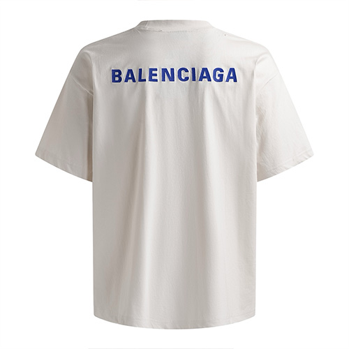 [홍콩명품.BALENCIAGA] 발렌시아가 25SS 로고 자수 빈티지 반팔 티셔츠 (화이트), BM21368, JU, 명품레플리카,미러급,온라인쇼핑몰사이트