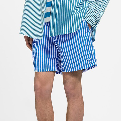 [홍콩명품.LOUIS VUITTON] 루이비통 25SS 로고 스트라이프 쇼츠 반바지 (스카이블루), BM21480, JU, 명품레플리카,미러급,온라인쇼핑몰사이트