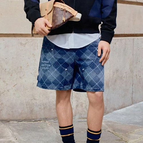 [홍콩명품.LOUIS VUITTON] 루이비통 25SS 로고 다미에 데님 쇼츠 반바지, BM21536, JL, 명품레플리카,미러급,온라인쇼핑몰사이트