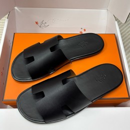 [홍콩명품.Hermes] 에르메스 25SS 로고 레더 가죽 샌들 슬리퍼 (블랙), SE5316, H3, 명품스니커즈,운동화,구두,로퍼,하이탑,신발