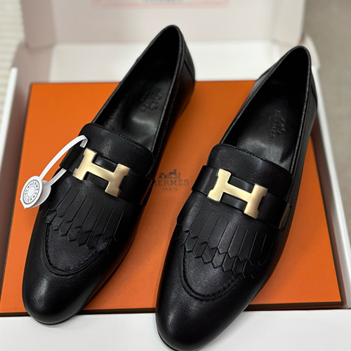 [홍콩명품.Hermes] 에르메스 25SS 로고 여성 레더 가죽 구두 로퍼 (블랙-금장), SE5324, H3, 명품스니커즈,운동화,구두,로퍼,하이탑,신발