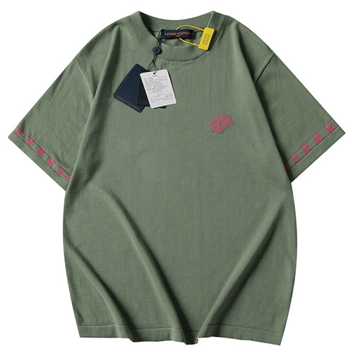 [홍콩명품.LOUIS VUITTON] 루이비통 25SS 로고 니트 반팔 티셔츠 (카키), BM21583, JU, 명품레플리카,미러급,온라인쇼핑몰사이트