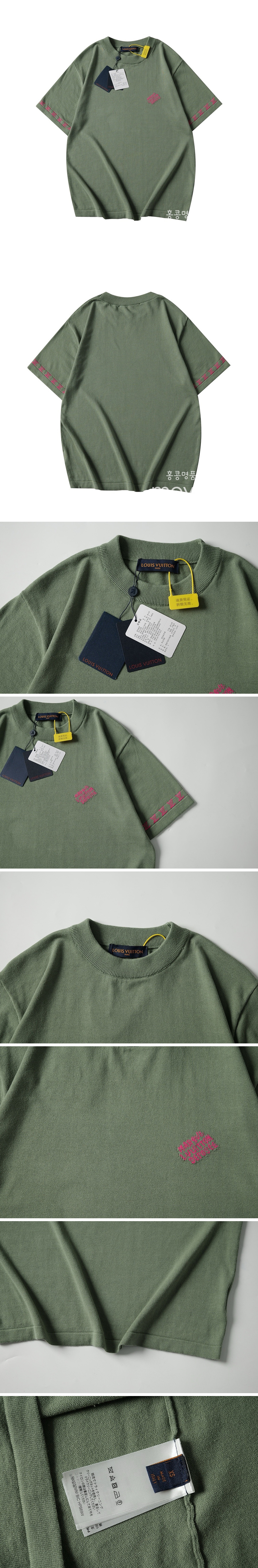 [홍콩명품.LOUIS VUITTON] 루이비통 25SS 로고 니트 반팔 티셔츠 (카키), BM21583, JU, 명품레플리카,미러급,온라인쇼핑몰사이트