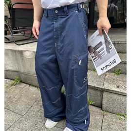 [홍콩명품.BALENCIAGA] 발렌시아가 25SS 로고 자수 오버핏 팬츠 바지 (블루), BM21675, KK, 레플리카의류,미러급사이트