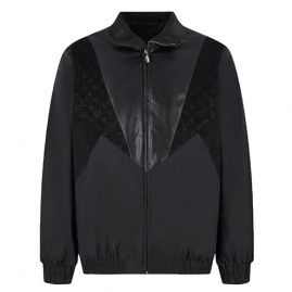 [홍콩명품.LOUIS VUITTON] 루이비통 25SS 로고 모노그램 레더 가죽 레이어드 봄버 자켓 (블랙), BM21682, KK, 레플리카의류,미러급사이트