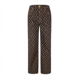 [홍콩명품.LOUIS VUITTON] 루이비통 25SS 로고 모노그램 여성 오버핏 데님 팬츠 진 청바지 (블랙), BM21685, KK, 레플리카의류,미러급사이트