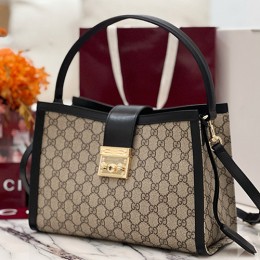 [가격문의][홍콩명품.Gucci] 구찌 25SS 로고 패드록 탑 핸들 핸드백 베이지 블랙 GG 패브릭 838991, BGM5040, GU2, 홍콩명품가방,명품쇼핑몰,크로스백,핸드백,구매대행