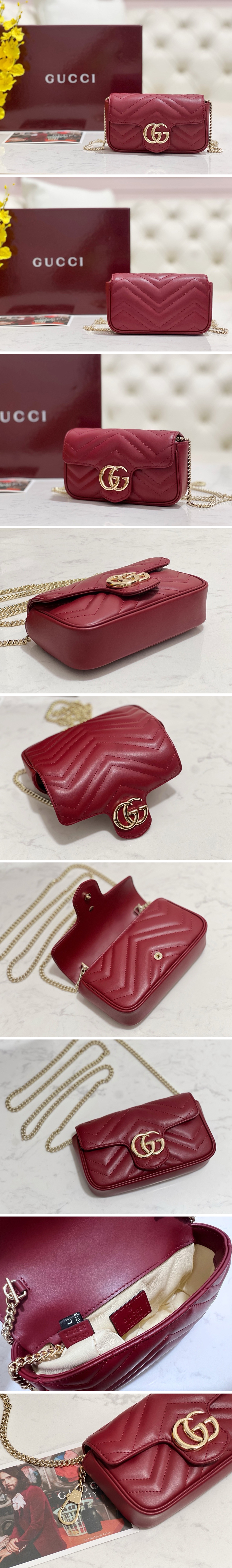 [홍콩명품.Gucci] 구찌 25SS 로고 GG 마몽트 마틀라세 미니 체인백 476433 (레드), BGM5047, GU2, 홍콩명품가방,명품쇼핑몰,크로스백,핸드백,구매대행