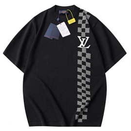 [가격문의][홍콩명품.LOUIS VUITTON] 루이비통 25SS 로고 니트 반팔 티셔츠 (블랙), BM21692, JU, 레플리카의류,미러급사이트