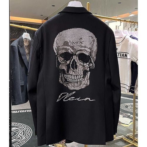 [홍콩명품.PHILIPP PLEIN] 필립플레인 25SS 로고 스컬 정장 수트 자켓 (블랙), BM21748, SAM, 레플리카의류,미러급사이트