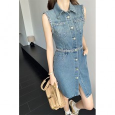 [홍콩명품.CHANEL] 샤넬 25SS 로고 여성 슬리브리스 데님 원피스, BM21772, TBG, 레플리카의류,미러급사이트