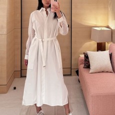 [홍콩명품.LOUIS VUITTON] 루이비통 25SS 로고 여성 셔츠 롱 원피스 (화이트), BM21779, TBG, 레플리카의류,미러급사이트