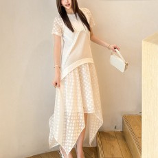 [홍콩명품.LOUIS VUITTON] 루이비통 25SS 로고 여성 반팔 원피스 (화이트), BM21780, TBG, 레플리카의류,미러급사이트
