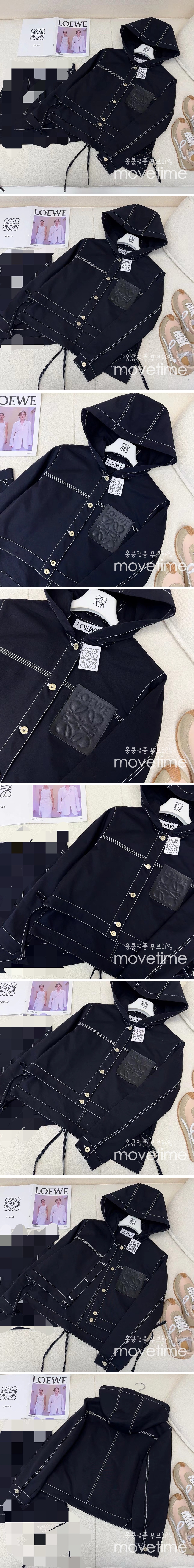 [홍콩명품.LOEWE] 로에베 25SS 로고 여성 후드 데님 자켓 (네이비), BM21804, COCO, 레플리카의류,미러급사이트