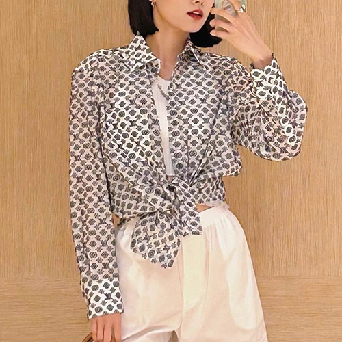 [홍콩명품.LOUIS VUITTON] 루이비통 25SS 로고 모노그램 여성 남방 셔츠 (화이트), BM21812, COCO, 레플리카의류,미러급사이트