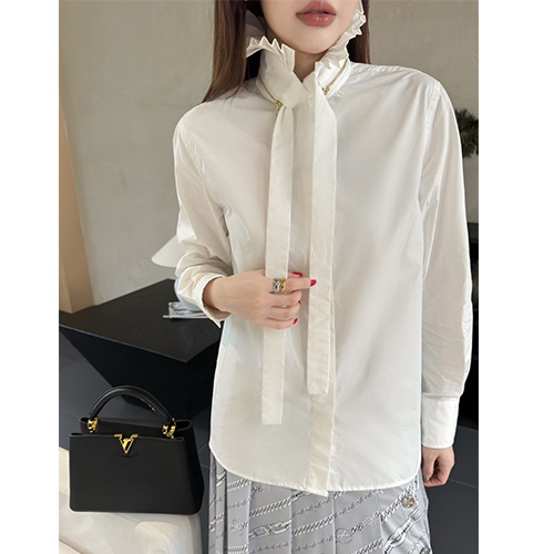 [홍콩명품.LOUIS VUITTON] 루이비통 25SS 로고 여성 블라우스 셔츠 (화이트), BM21813, COCO, 레플리카의류,미러급사이트