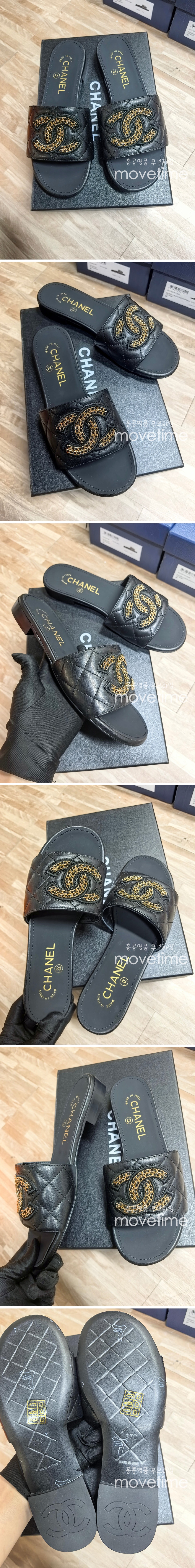 [홍콩명품.CHANEL] 샤넬 25SS 로고 여성 레더 가죽 샌들 슬리퍼 (블랙), SE5407, ALW, 명품스니커즈,운동화,구두,로퍼,하이탑,신발