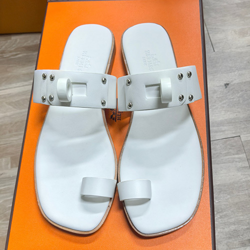 [홍콩명품.Hermes] 에르메스 25SS 로고 여성 레더 가죽 샌들 슬리퍼 (화이트), SE5410, ALW, 명품스니커즈,운동화,구두,로퍼,하이탑,신발