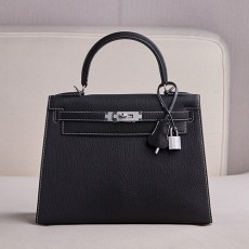 [홍콩명품.Hermes] 에르메스 25SS 로고 Kelly 28 램스킨 토트백 핸드백 (블랙-은장), BGM5065, BDA, 홍콩명품가방,명품쇼핑몰,크로스백,핸드백,구매대행