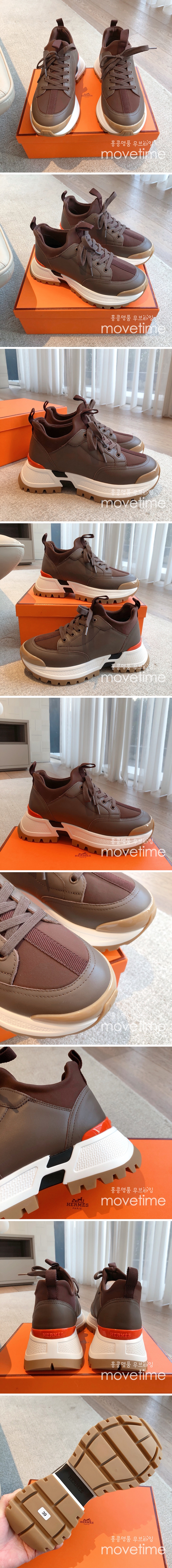 [홍콩명품.Hermes] 에르메스 25SS 로고 레더 가죽 스니커즈 운동화 (브라운), SE5423, S3, 명품스니커즈,운동화,구두,로퍼,하이탑,신발