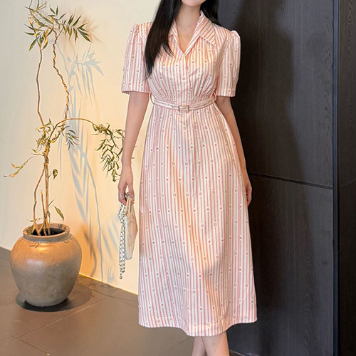 [홍콩명품.LOUIS VUITTON] 루이비통 25SS 로고 여성 모노그램 셔츠 원피스 (핑크), BM21949, MC, 레플리카의류,미러급사이트