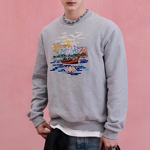 [홍콩명품.LOUIS VUITTON] 루이비통 25SS 로고 엠브로이더드 스웨트셔츠 남성 맨투맨 1AIMM7, BM22023, KK, 레플리카의류,미러급사이트