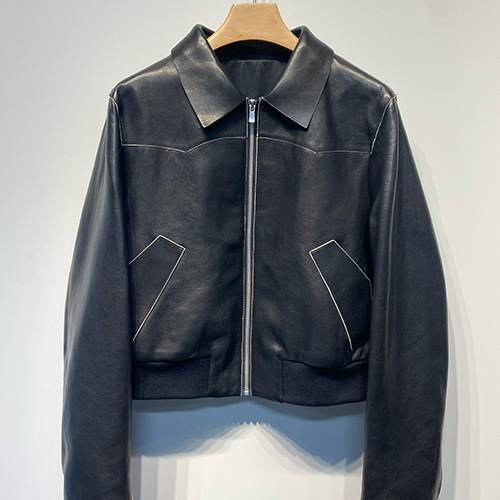 [홍콩명품.Gucci] 구찌 25SS 로고 여성 레더 가죽 카라 봄버 자켓 (블랙), BM22113, JL, 레플리카의류,미러급사이트