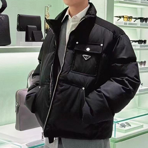 [홍콩명품,PRADA] 프라다 25SS 삼각로고 나일론 다운 패딩 자켓 (블랙), BM22147, JL, 레플리카의류,미러급사이트