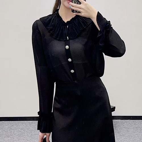 [홍콩명품.CHANEL] 샤넬 25SS 로고 여성 블라우스 셔츠 (블랙), BM22161, JL, 레플리카의류,미러급사이트