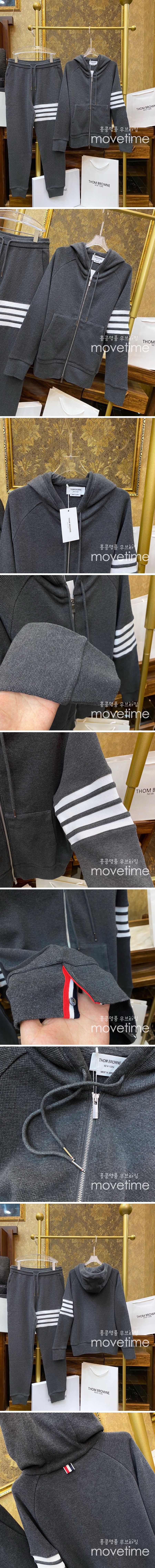 [홍콩명품.THOME BROWNE] 톰브라운 25SS 로고 4바 후드 집업 자켓 (그레이), BM22211, S1F, 레플리카의류,미러급사이트