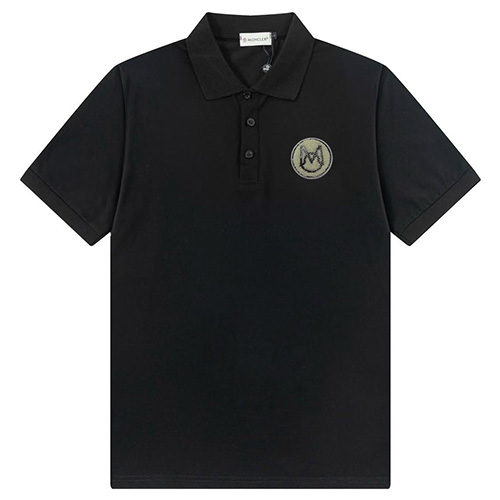 [홍콩명품.MONCLER] 몽클레어 25SS 로고 카라 폴로 반팔 티셔츠 (블랙), BM22230, S1F, 레플리카의류,미러급사이트