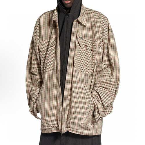 [홍콩명품.BALENCIAGA] 발렌시아가 25SS 로고 체크패턴 카라 바람막이 자켓 (베이지), BM22324, KK, 레플리카의류,미러급사이트