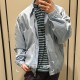 [홍콩명품,PRADA] 프라다 25SS 로고 자수 카라 봄버 자켓 (스카이블루), BM22385, RO, 레플리카의류,미러급사이트