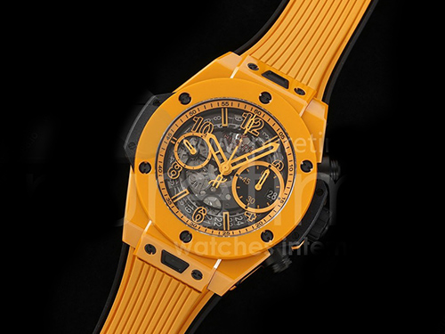 [홍콩명품시계.HUBLOT] 휴블럿 빅뱅 유니코 42mm 오렌지 세라믹 베젤 스켈레톤 다이얼