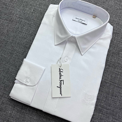 [홍콩명품.FERRAGAMO] 페레가모 25SS 로고 자수 남방 셔츠 (화이트), BM22437, JQ, 레플리카의류,미러급사이트