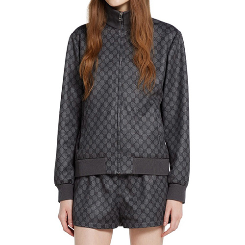 [홍콩명품.Gucci] 구찌 25SS 로고 여성 GG수프림 집업 자켓 + 미니 쇼츠 반바지 핫팬츠 상하의 세트 (다크그레이), BM22520, MC, 레플리카의류,미러급사이트