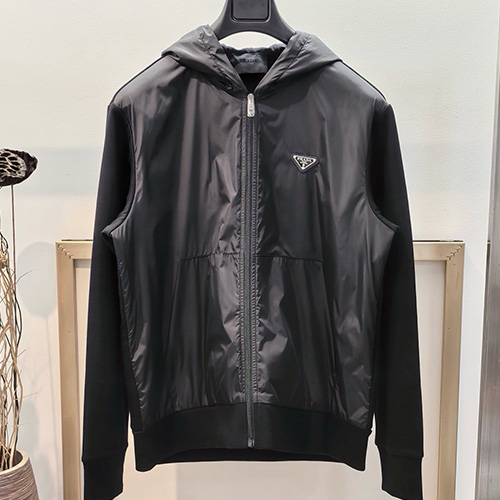 [홍콩명품,PRADA] 프라다 25SS 삼각로고 나일론 후드 집업 자켓 (블랙), BM22534, YS, 레플리카의류,미러급사이트