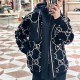 [홍콩명품.Gucci] 구찌 25SS 로고 GG수프림 플리스 솜패딩 후드 집업 자켓 (네이비), BM22603, JL, 레플리카의류,미러급사이트